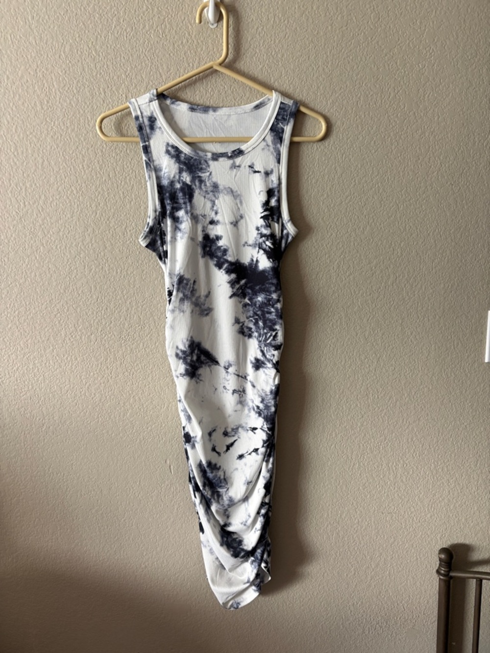 SHEIN White and Black Tie-Dye Bodycon Tank Dress